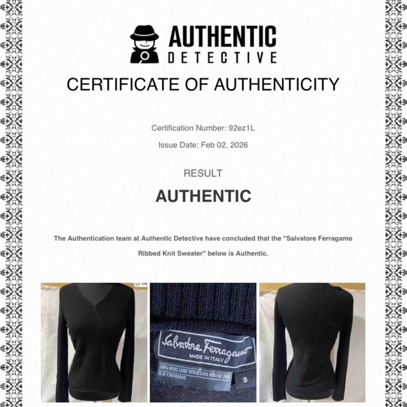 Salvatore Ferragamo Women's Black V-Neck Pullover Sweater Size S - Picture 7 of 7